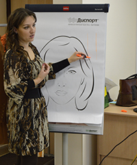 Юлия Шамилевна Мирзаянова на обучающем мероприятии по коррекции губ для косметологов